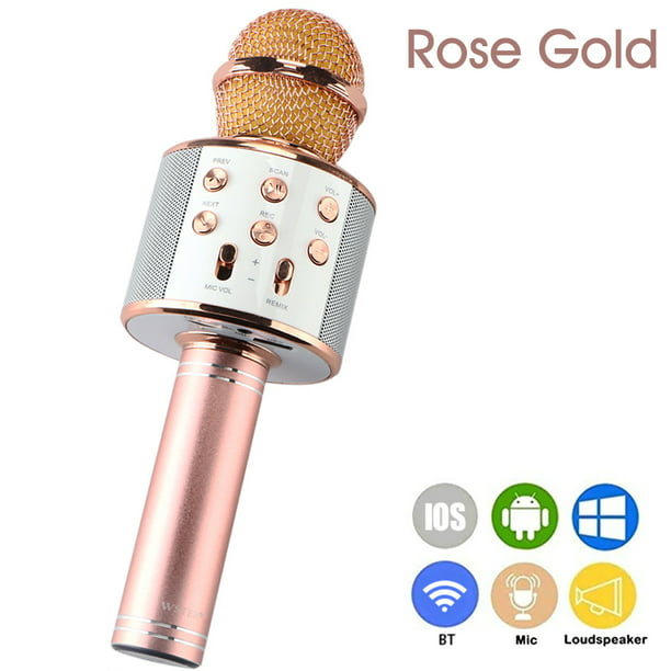 color : Gold Wireless microphone Portable Wireless Karaoke Microphone,Mini Handheld Cellphone Karaoke Player Built-in Bluetooth Speaker,Karaoke MIC Machine 